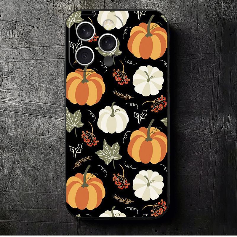 

Pumpkin Happy Fall Autumn Soft Phone Case for iPhone 16 16E 17 Air 15 Pro Max 14 Plus 13 Mini 11 12 7 Black Cover Back Shell iPhone 14 Pro