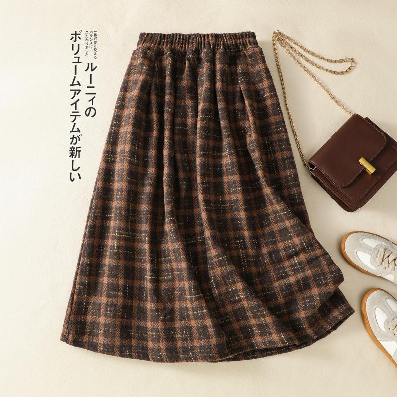 Winter Woolen Skirt, Women's Elastic Waistband Skirt