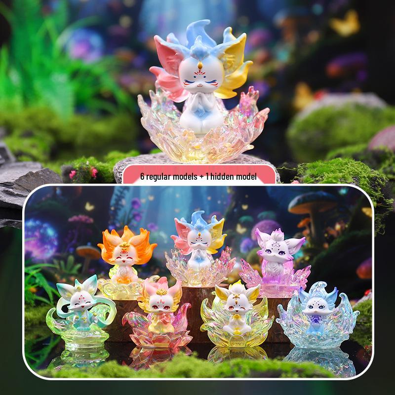 Qingqiu Nine-Tailed Fox Blind Box Figurine - Trendy New Year Gift & Desktop Decoration