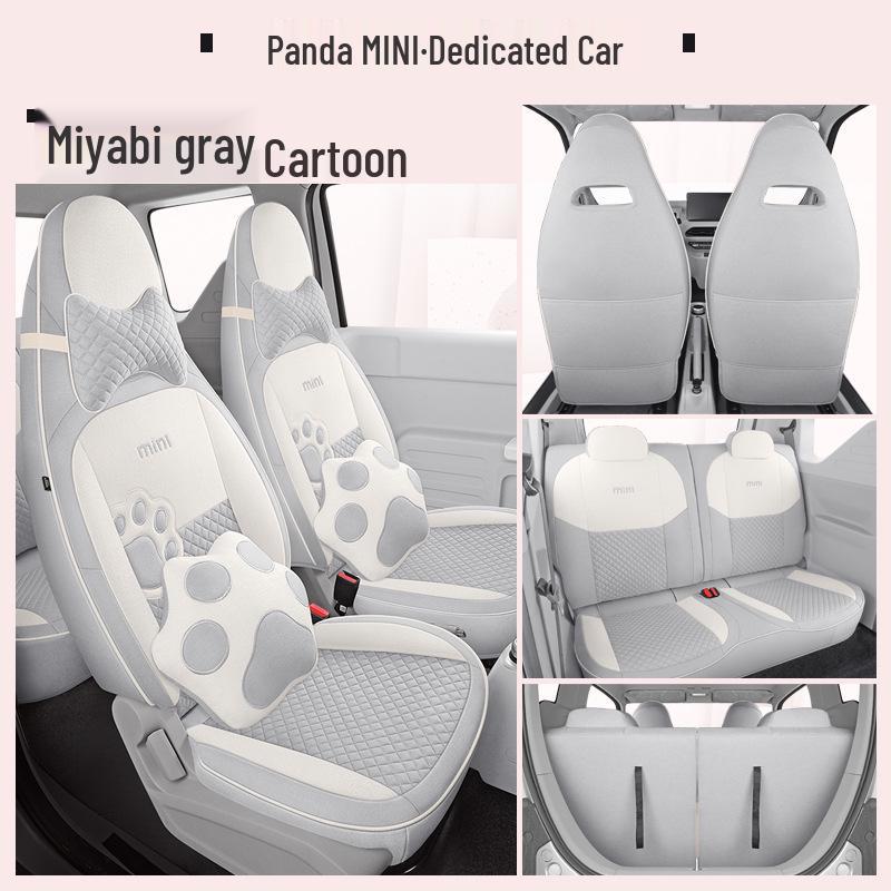 Panda Mini Linen Full Coverage Car Seat Cushion for All Seasons