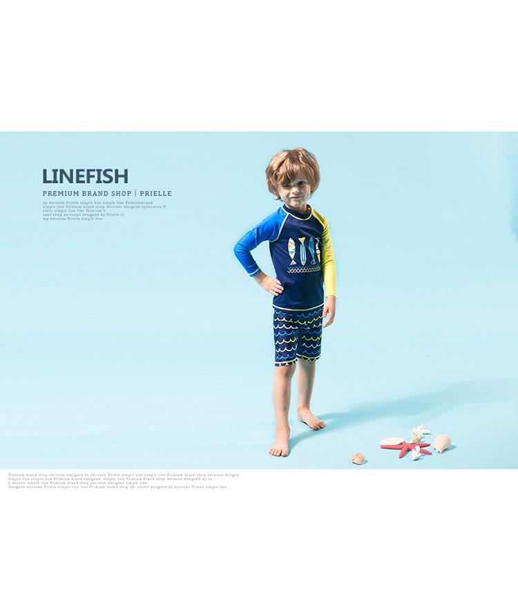 Korean Boys' Sun Protection Shark Swimsuit Set – Quick-Drying Long Sleeve