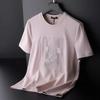Women's Elegant Light Pink Flower Embroidered Casual Tee