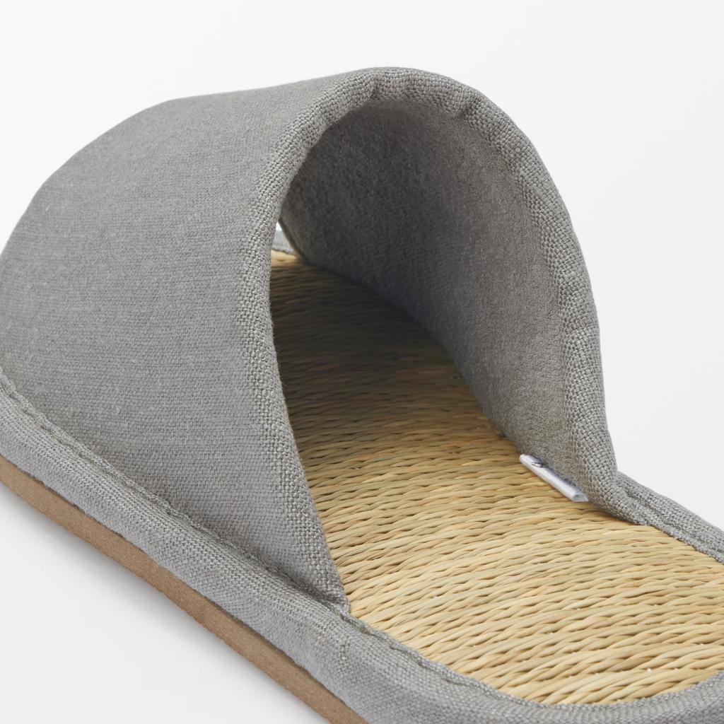 MUJI Igusa Open Size 84774522 Slippers, Front, Gray, 23.5 Cm,
