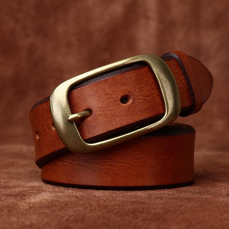 

Men s Retro Embossed Leather Belt with Beveled Edge and Pin Buckle 110cm