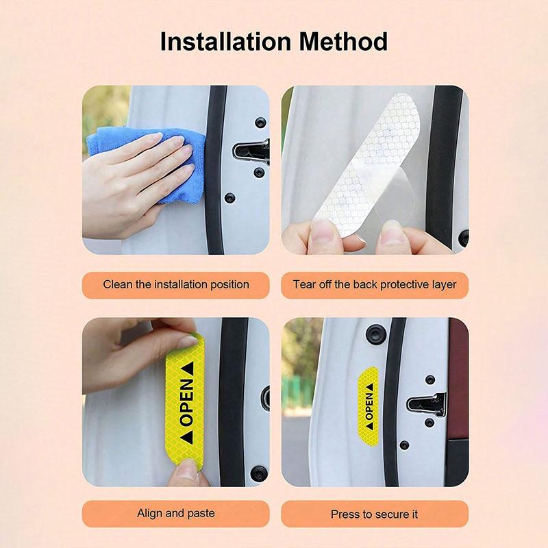 Reflective Door Stickers - Night Safety Warning Decals, High Visibility Anti-Collision, Waterproof for Doors/Bumpers, Cool Desig