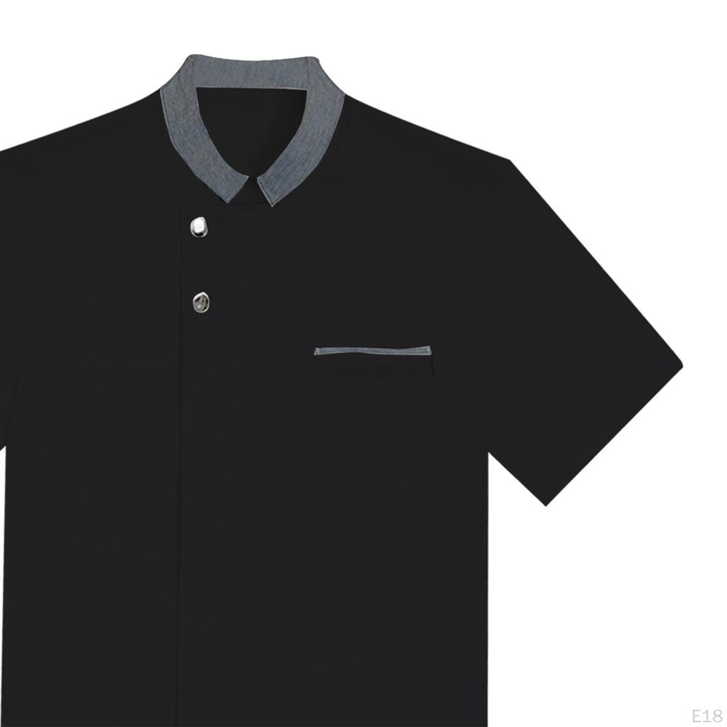 Chef Coat Jacket Overalls Short Sleeve Top Food Service Summer Snap Button Clothes Workwear for