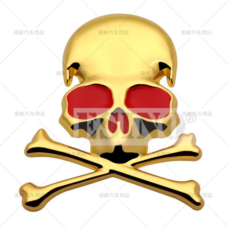 1 Stück Auto Styling Lustiger Totenkopf 3D Metall Chrom Zinklegierung Klebendes Emblem Auto Karosserie Kofferraum Kotflügel Abzeichen Aufkleber Decal Auto Zubehör