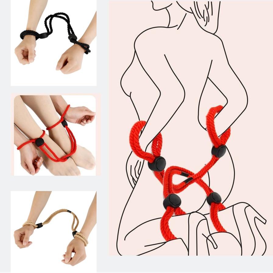 VaHppy Sex Toys Handcuffs Cotton Rope Style Adjustable Length Skin Protection Adult Sex Game Props Ankle Cuffs Bondage SM BDSM