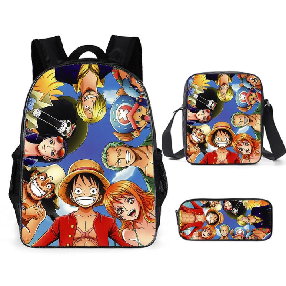 ONE PIECE Cross-border trendy backpack European and American retro schoolbag third grade~ fourth grade bag