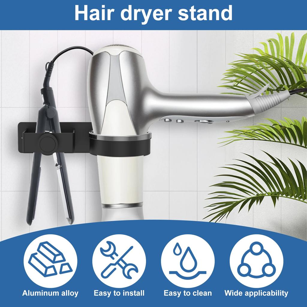 Hair Dryer Holder Wall Mounted Bathroom Hair Straightener Storage Holder Hair Tool Organizer Adhesive Toilet Blower Holder Racks
