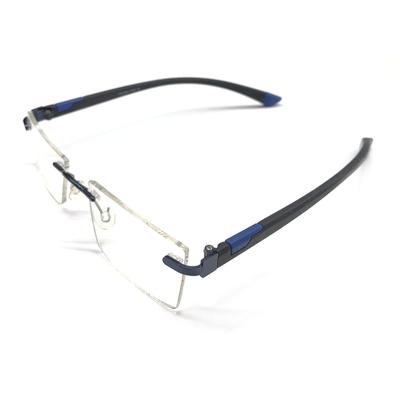 RSINC Rimless Light Weight Flexible Frame Eyeglass Spectacle For Men And Women Modern Square Blue - Black 880348-18-138 Flexible 1Y-TSBJ-70ZO