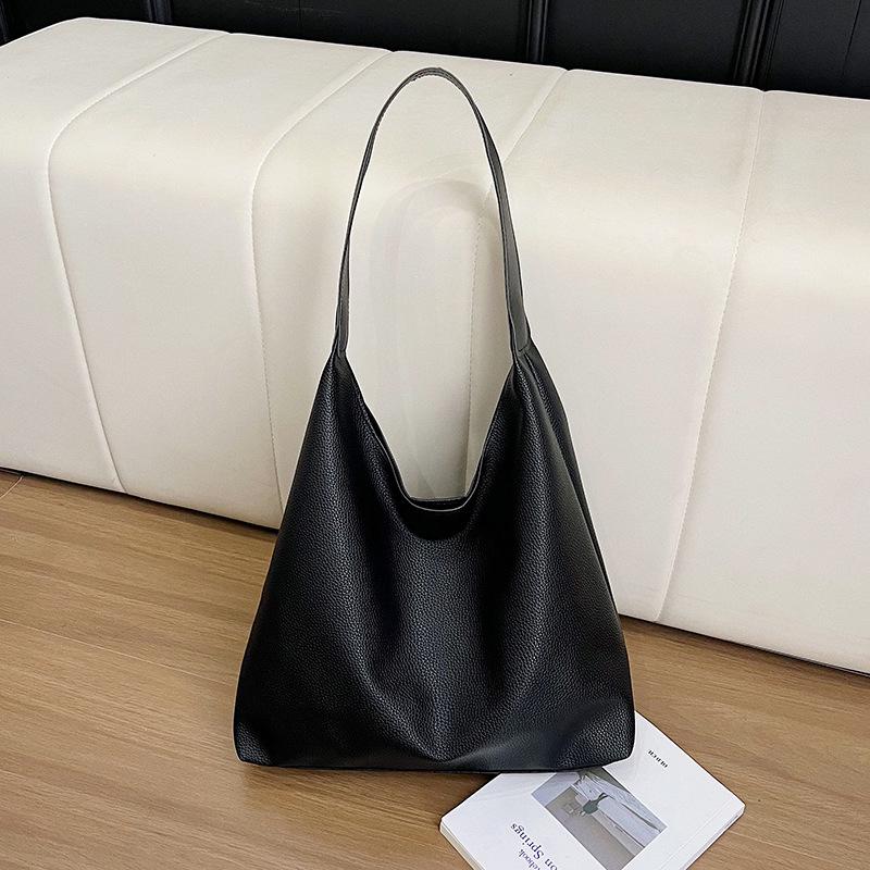 Retro Solid Color Tote Bag - Versatile Large Capacity Women's Handbag