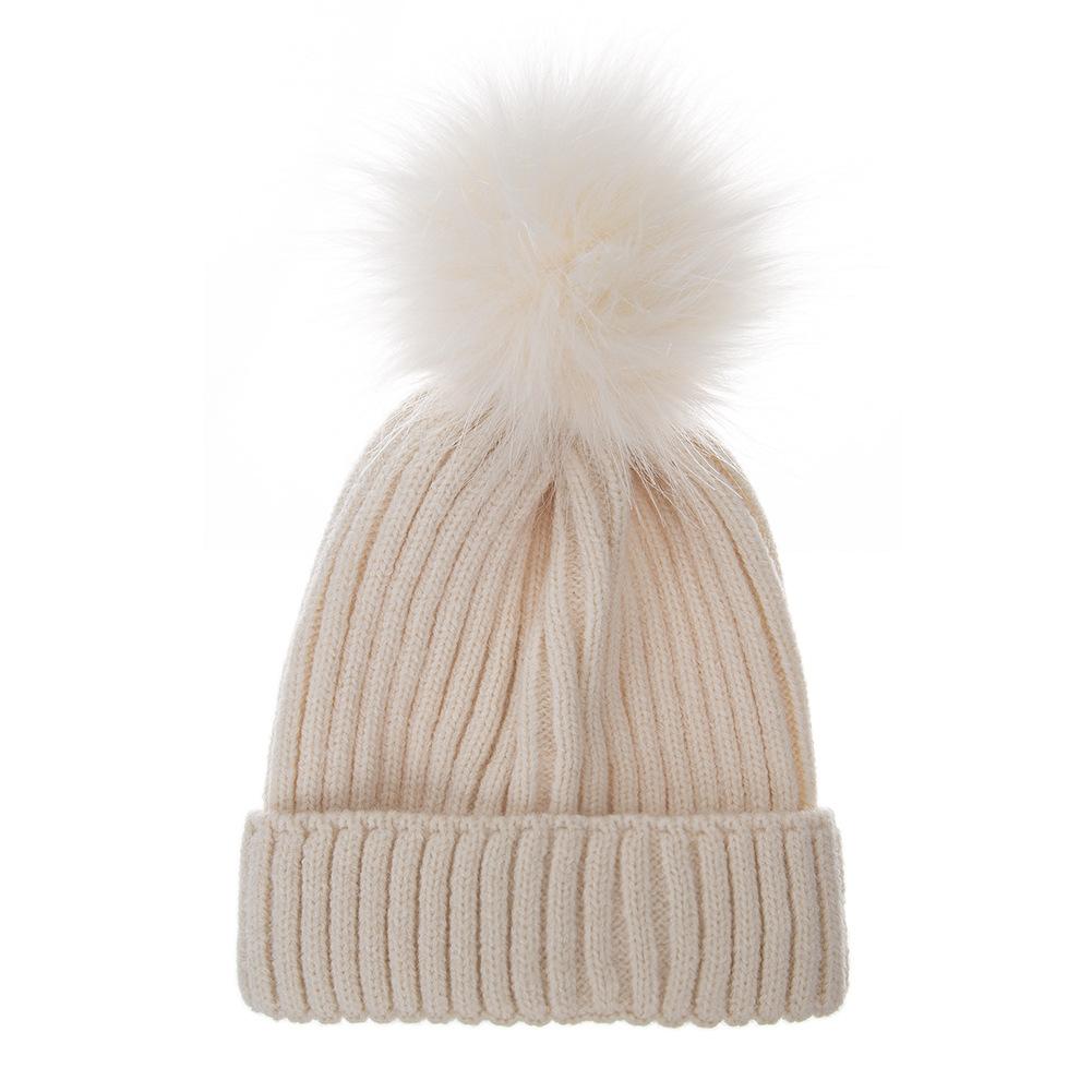 Kids Solid Color Winter Knit Hat with Pompom Thick Thermal Ear Flap Knitted Beanie for Babies Fall Simplicity Children Cap
