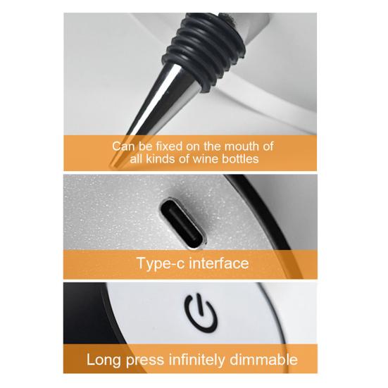 Wine Bottle Lamp Wireless Light USB Rechargeable Dimmable Touch Control Soft Glow Flicker Free LED Wine Bottle Light