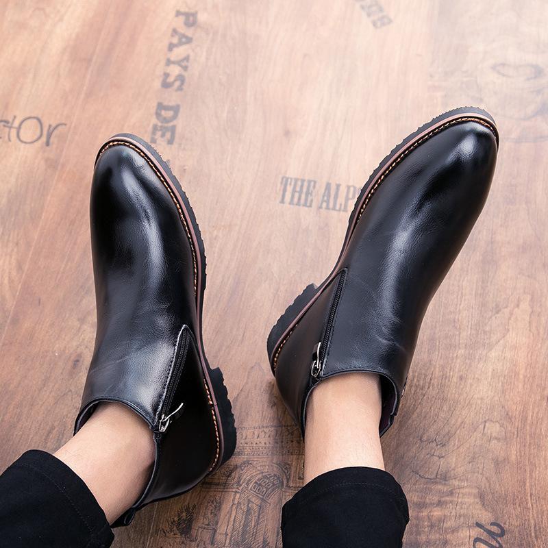 Men's shoes large size leather shoes spring and summer high-top Martin boots fashion British style personalized dress leather shoes men