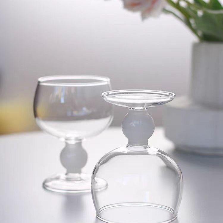Mint Green Tall Glass Simple Round Red Wine Champagne Cup Creative French Vintage Cold Drink Juice Cup