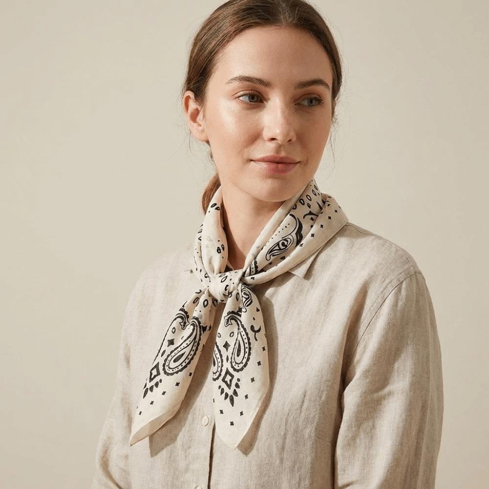 Breathable Square Scarf Korean Style Square Handkerchief Retro Cashew Nut Print Silk Scarf Female