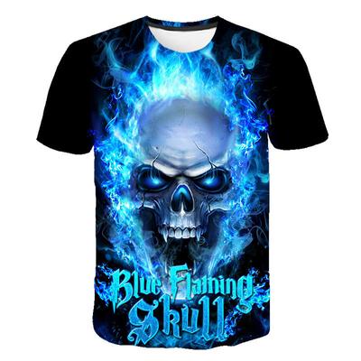 New Summer Psychedelic Skull Tshirt Men Women Kids T Shirts Flame 3D Printed Tshirt Punk Rock Tops Short Sleeve Men's Clothing