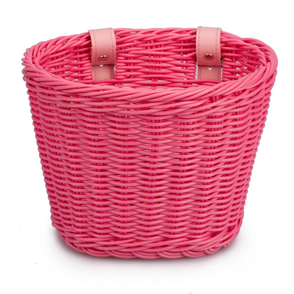 Colorful Woven Rattan Bike Basket for Children's Bicycle - Washable Frame Accessory