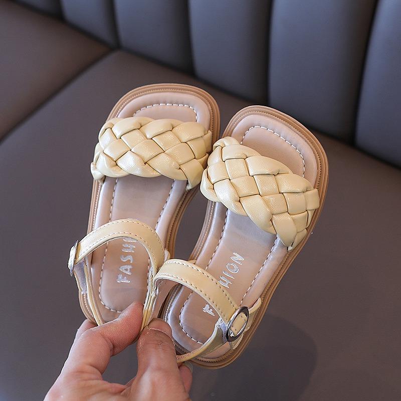 Girls' Fashion Woven Sandals Soft-Sole Open-Toe Princess Shoes for Toddlers Elegant Youth Shoes Cute Girls Sandals