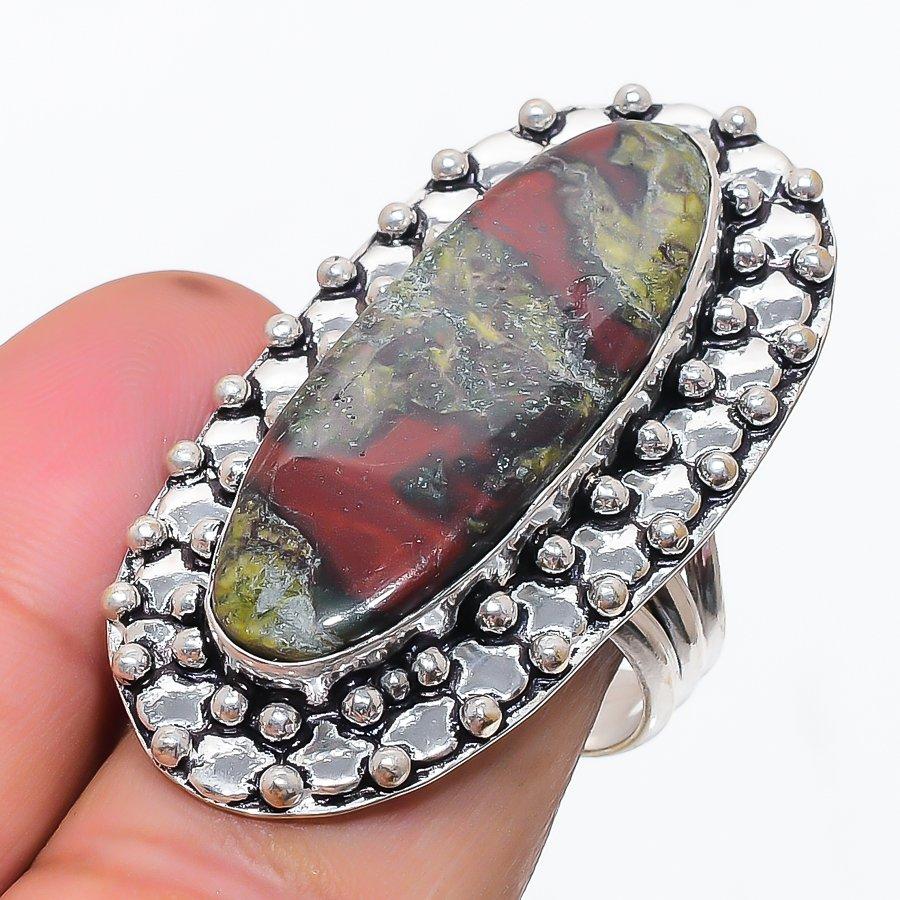 Natural Dragon Blood Gemstone 925 Sterling Silver Jewelry Ring Size 9.5 Q3z21