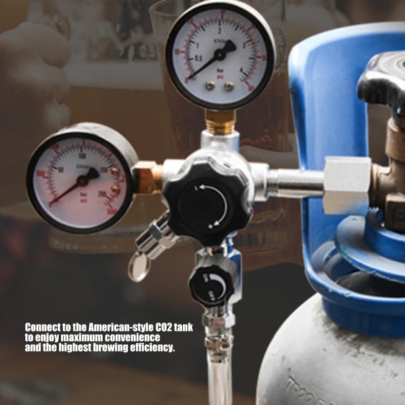 Beer Brewing Equipment CO2 Regulator Valves 5/16in Draft Beer Machine Double Stage Carbon Dioxide Pressure Reducing Valves