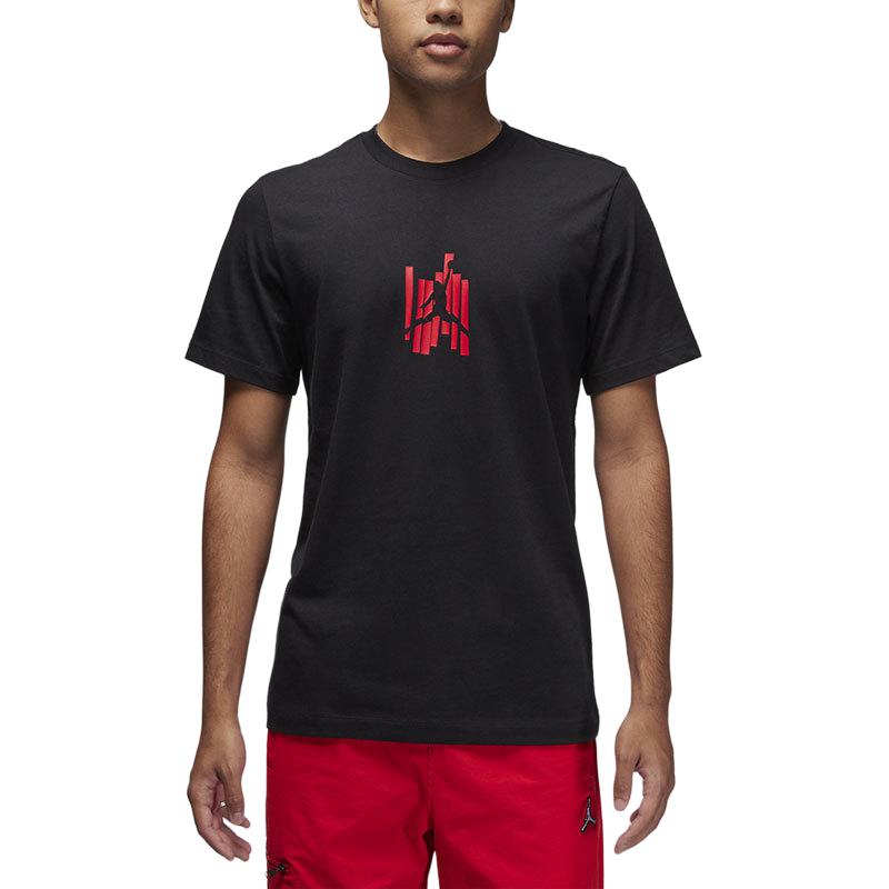 Jordan Letter Print Crew Neck Short Sleeve T-Shirt Men Tops Black FD7026010
