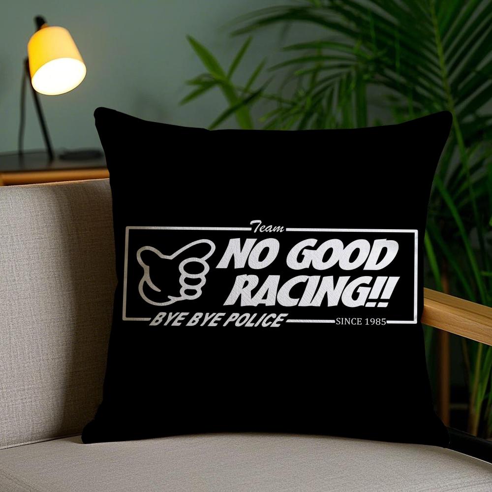 No Good Racing Cushion Cover Plush Fabric Soft Double-Sided Printed Invisible Zipper Sofa Pillow Case Home Decor