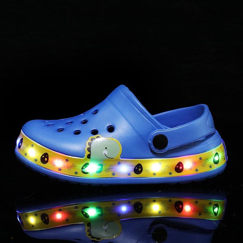 Kids LED Light-Up Sandals Girls Boys Waterproof Beach Pool Shoes Breathable Anti-Slip Cartoon Design