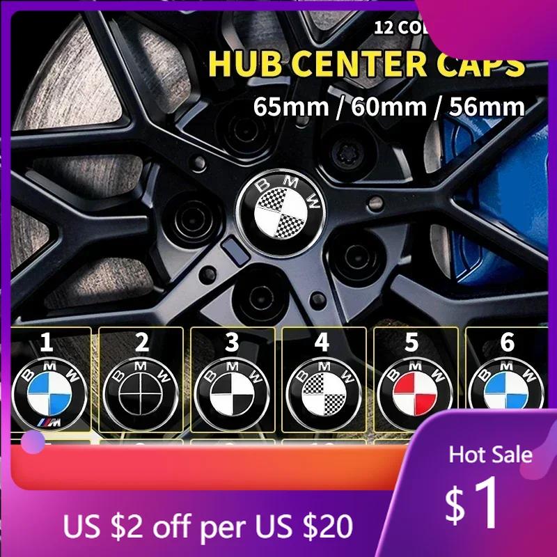 BAAO1 Hots 4PCS 56MM 60MM 65MM Car Hub Cap Sticker Wheel Center Cover Decal Decoration Auto Modification Accessorie For BMW M Embl