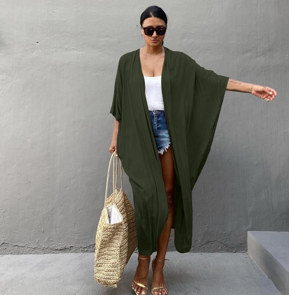 Damen Sonnencreme Cardigan aus menschlicher Baumwolle, Bikini-Überzug, Badeanzug, äußere Sonnenschutzbekleidung, Strandurlaubskleider