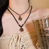 Set of 2 Delicate Rose Flower Pendant Necklace with Peace Buckle and Rose Flower Details for Stylish Women Daily Wear
