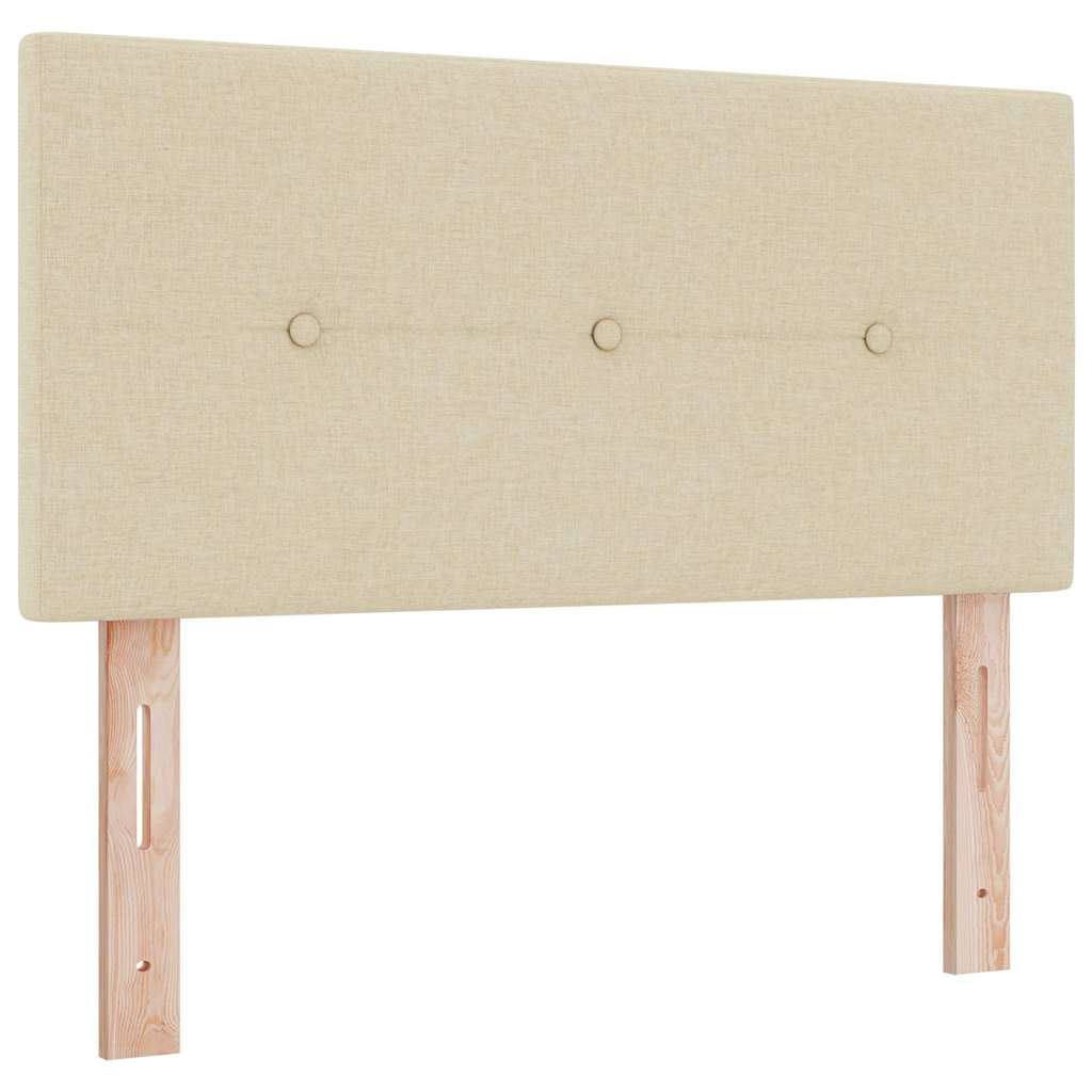 LED Box Spring Bed with LED Light Strips Cream 100 x 200 cm Fabric