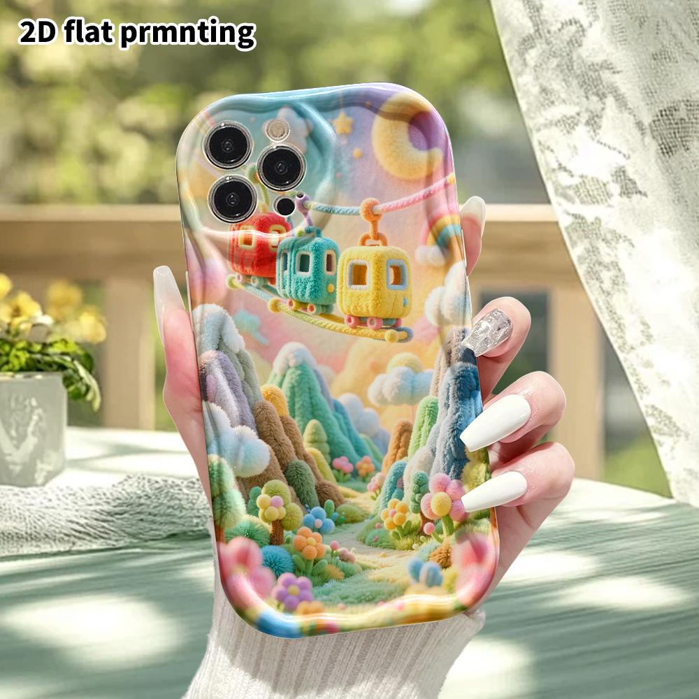 Phone Case: 2D flat, fits iPhone 18, 17, 16, 15, 14, 13, 12Pro protective case, cable car valley, perfect Christmas and Halloween holiday gift