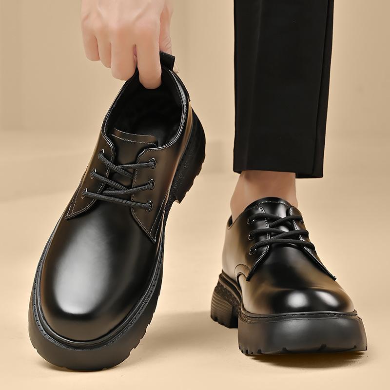 

Високоякісні шкіряні туфлі чоловічі на платформі в британському стилі в стилі ретро 46 чорний