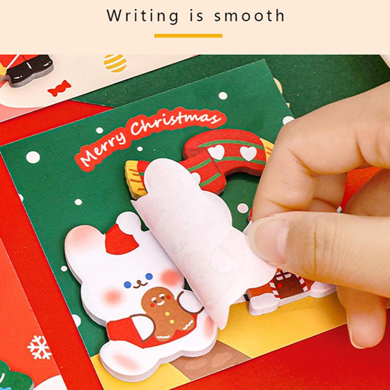 60Sheets Cartoon Christmas Sticky Notes Cute Shaped Memo Pad Christmas Gift Decoration Self-Adhesive Bookmarks School Supplies