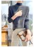 Women's Thick Wool Knitted Sweater, Loose Fit, Half-High Neck, Long-Sleeved, Slimming Base Top