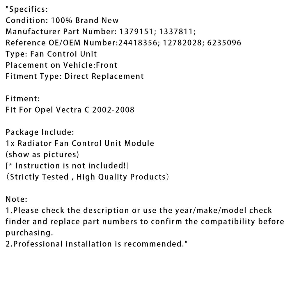 Kühlerventilator-Steuergerät Für Opel Vectra C 02-08 12782028 1337811