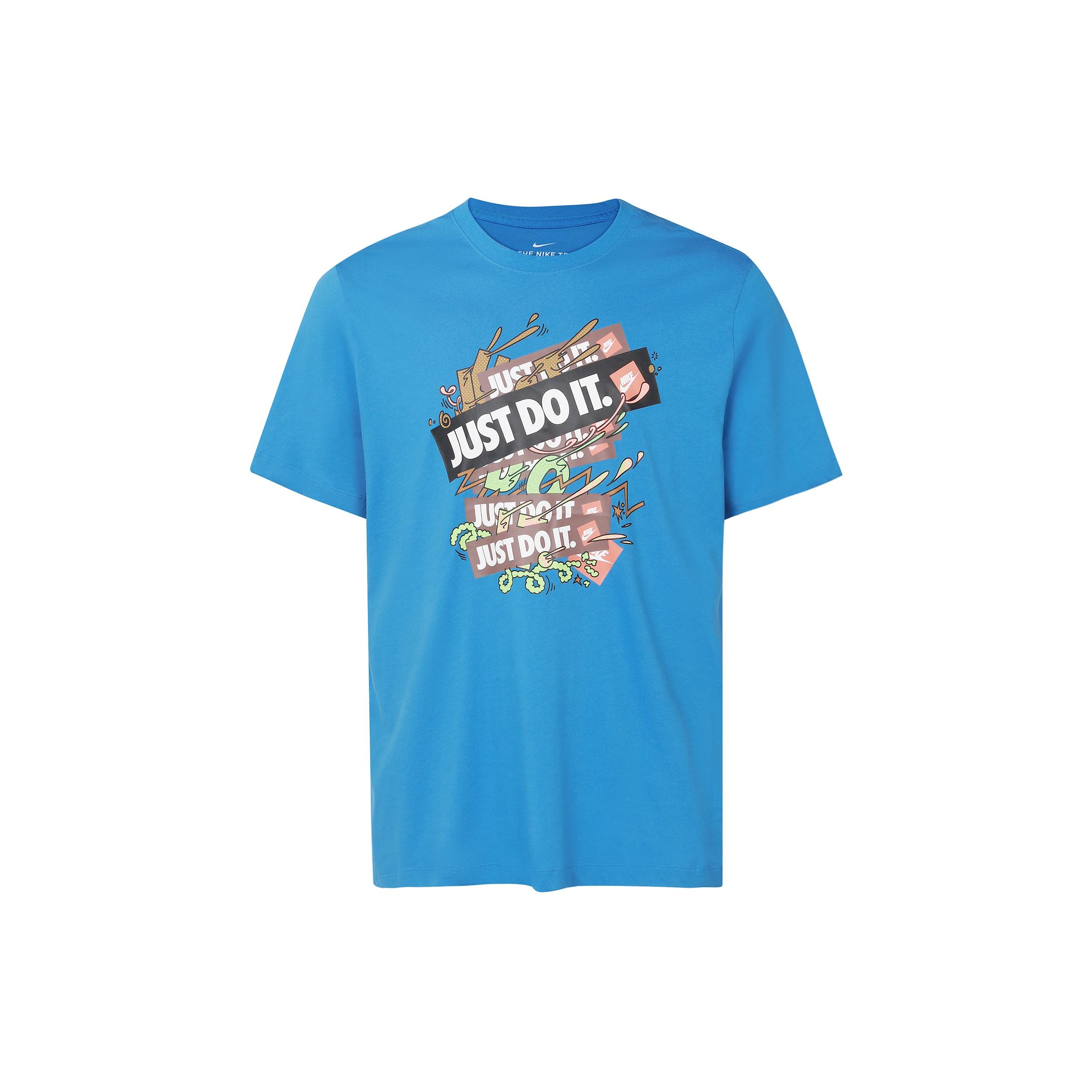 Nike Just Doit Casual Sports Alphabet Printing Short Sleeve Blue Men s DD1263-435 XL