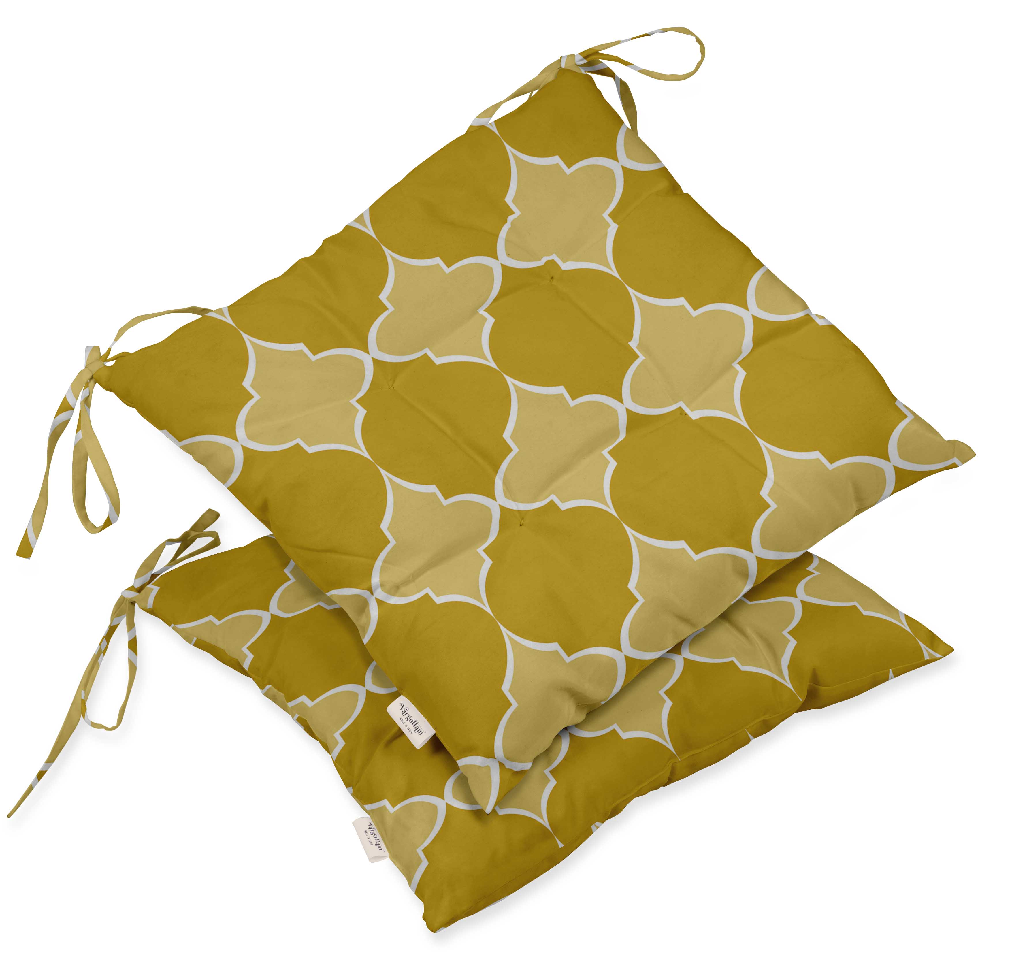 

Vargottam Набір подушок для сидіння з 2 водонепроникними меблевими подушками для сидіння 19 дюймів, коричневий | 19 inches жовтий