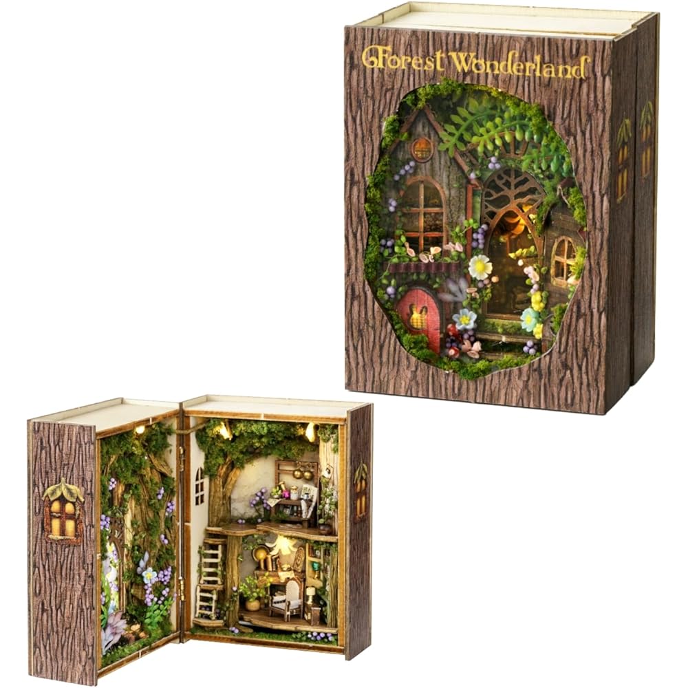 Cuteroom DIY Wooden Dollhouse Kit with Miniature Furniture for Kids Handmade Toy Gift for Boys and Girls