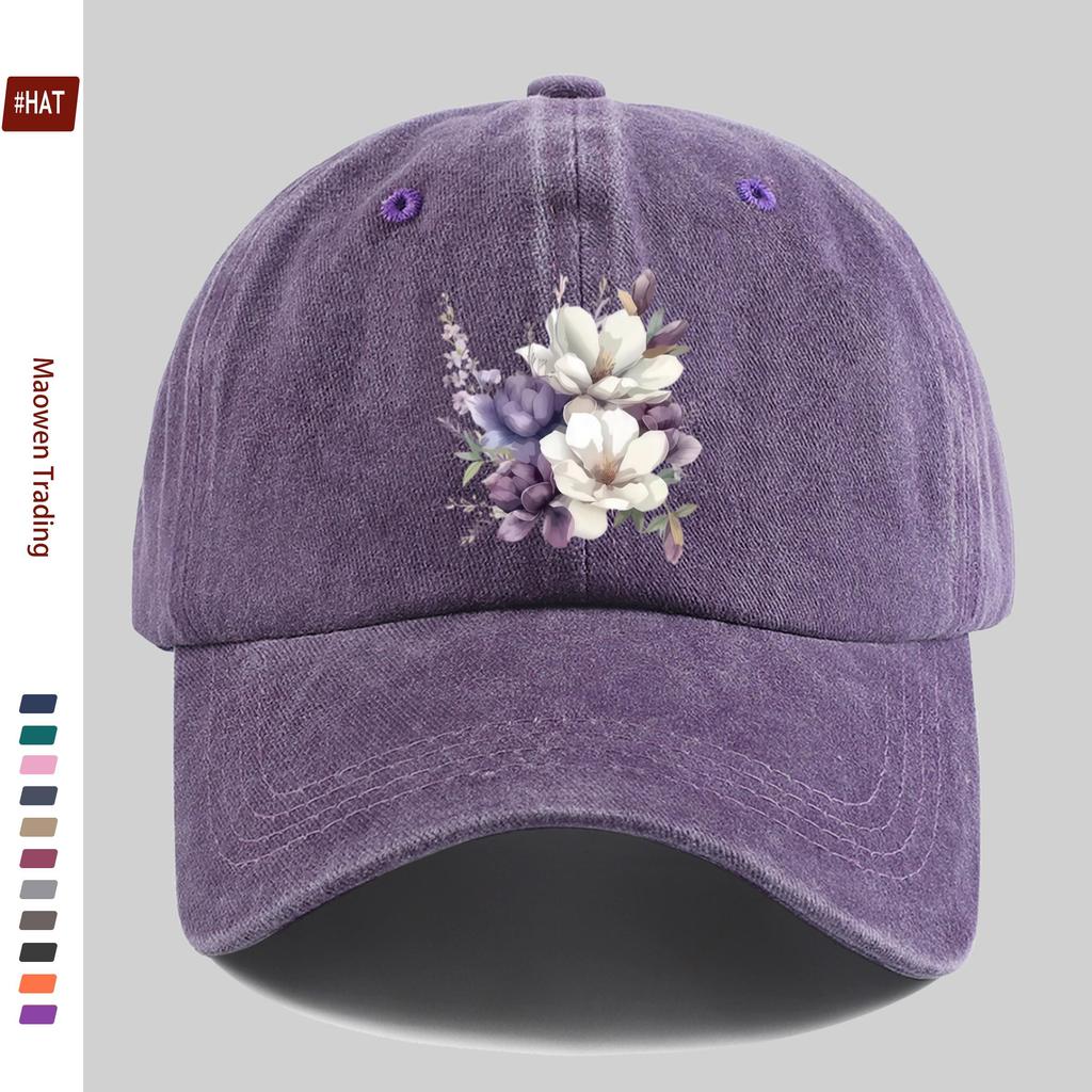 Pc Floral Print Baseball Cap with Heart Print Sun Hat Comfortable Lightweight Buckle Adjustable Fashion Skateboard Cap Retro Ad