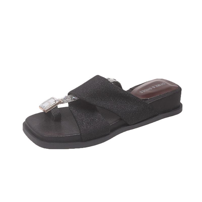 

Flat-bottomed sandals women s shoes wear summer new fashion low-heeled open-toed sandals 40 чёрный