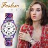 Stylish, Popular, Waterproof Watch with Analog Display, Colorful Numbers, Stainless Steel Strap, Adjustable Length, and Quartz Movement for Men and