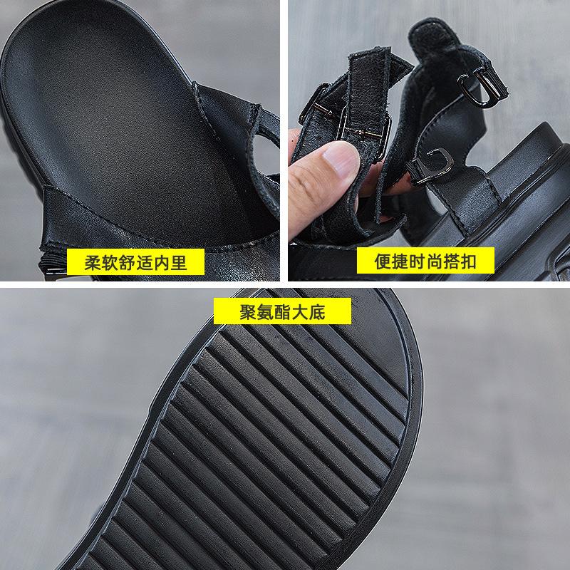 Roman High-top Sandals Women's Buckle Wedge Heel Thick Sole Fish Mouth Thick Heel Sandals Outer Wear Casual X Shoes Fashion Summer New