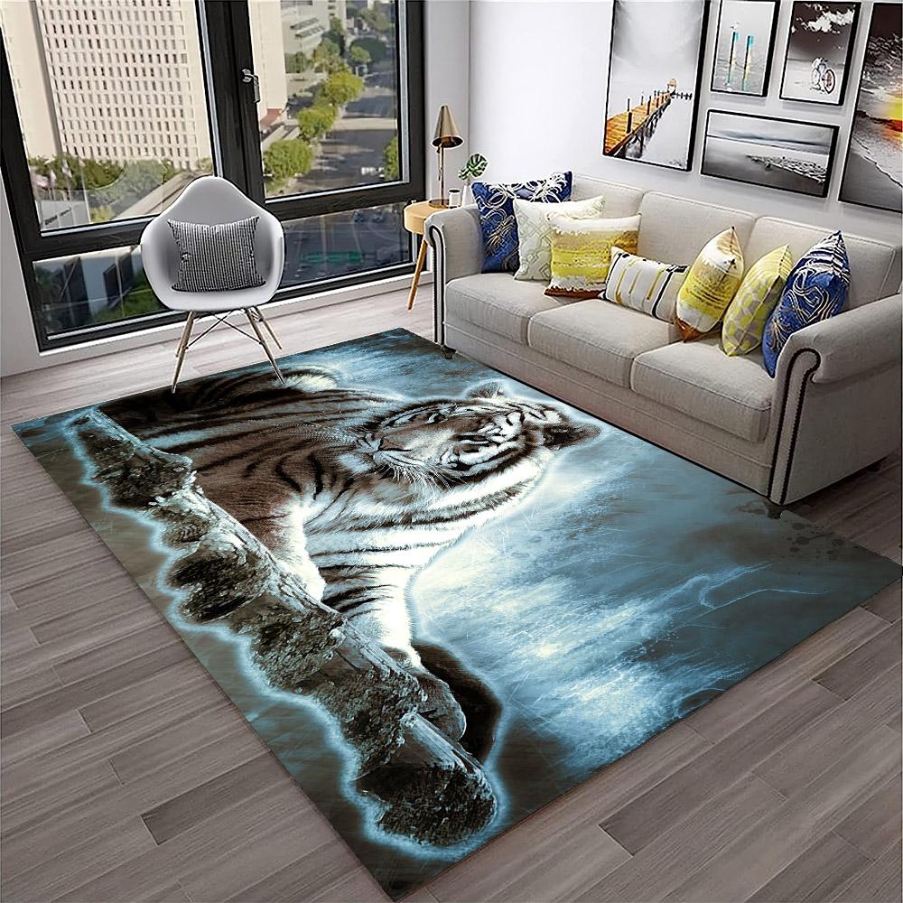 3D Dream Tiger Animal Cartoon Carpet Rug for Home Living Room Bedroom Sofa Doormat Decor,Child Play Area Rug Non-slip Floor Mat