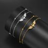 Teamer Heart Wing Charm Bracelet Stainless Steel Gold Color Adjustable Double Layer Beads Chain For Women Trendy Jewelry