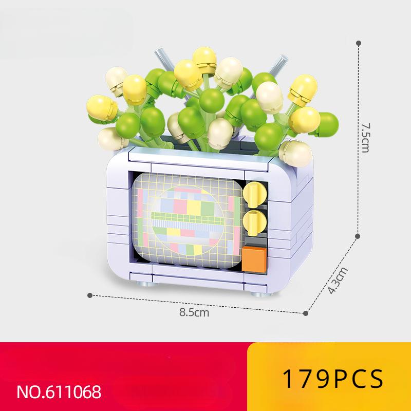 

Блок Цветок День Святого Валентина Мульти-мясо в горшках Пластиковые Плазменные Украшения Головоломки Сборка Строительные Блоки Игрушки Without a box