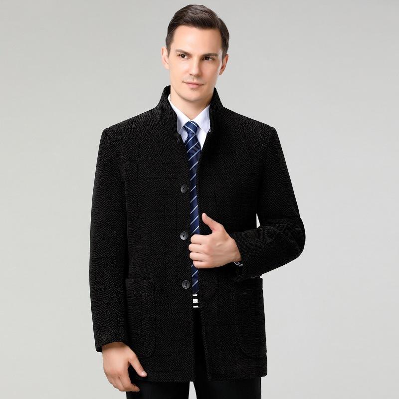 

Шерстяное пальто мужское, новый стиль, осень-зима, свободная ветровка для людей среднего и пожилого возраста, теплое пальто в деловом стиле, зимняя одежда 4XL