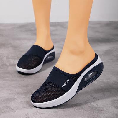 Slippers Women's 2021 Summer Outer Wear Fashion Platform Mother Shoes Mesh Surface Increase Hole Rocking Shoes Bag Head Half Slippers